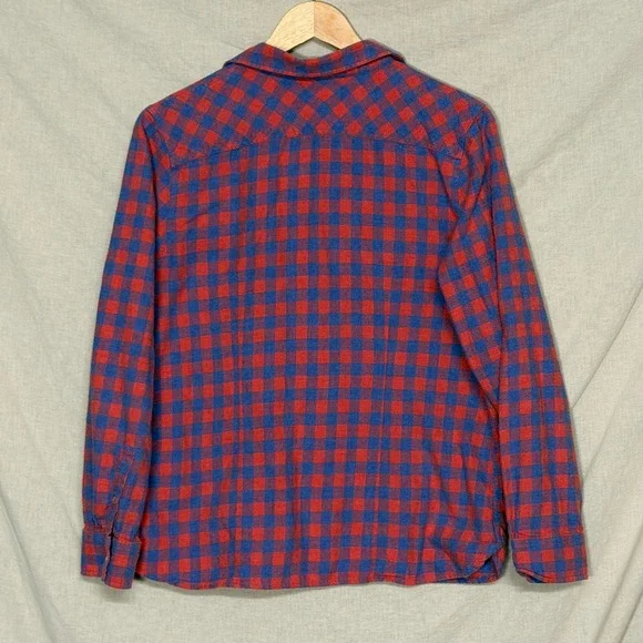 LL Bean Scotch Plaid Flannel Shirt Red Blue Women's M - Picture 2 of 6
